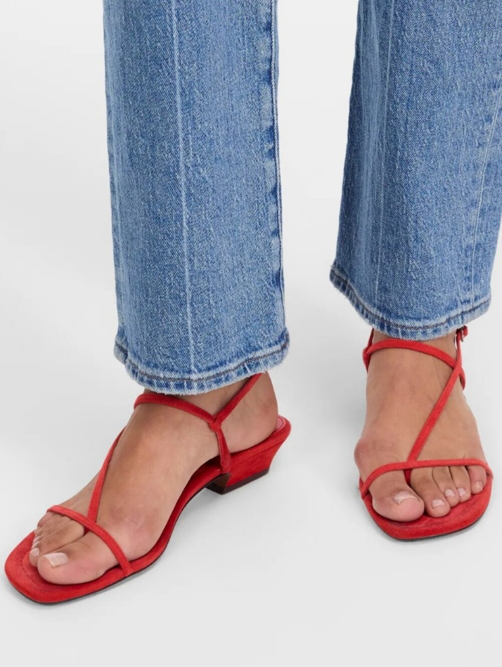 Madewell Maycie Asymmetric Suede Strap Sandal Bandana Red